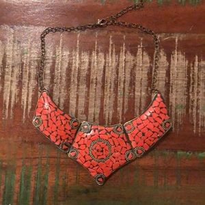 Orange boho necklace
